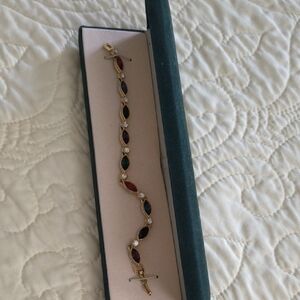 Gold Bracelet with Multicolor Gemstones